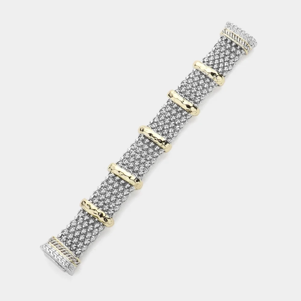 Two Tone Caviar Magnetic Bracelet Bangle Casual Bold Silver Gold Metal